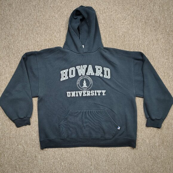 Vintage HOWARD UNIVERSITY Hoodie Men's XL Black Cotton Blend Fleece Pullover - Picture 1 of 10